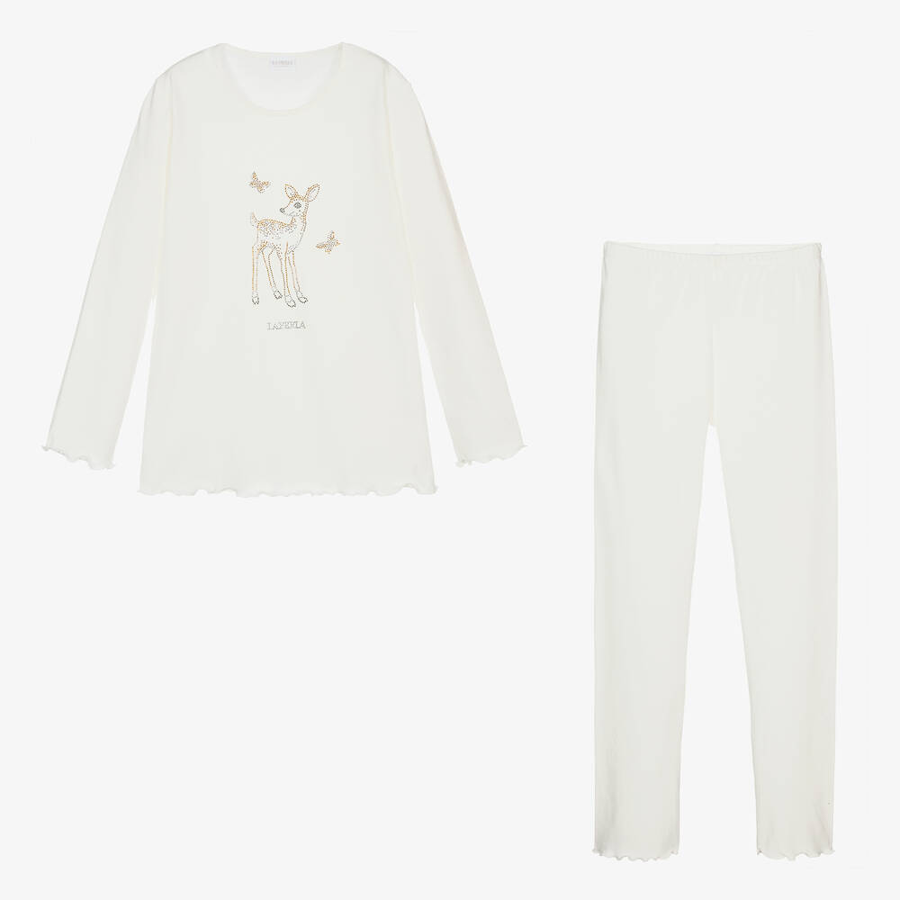 La Perla - Elfenbeinfarbener Teen Baumwoll-Schlafanzug (M) | Childrensalon