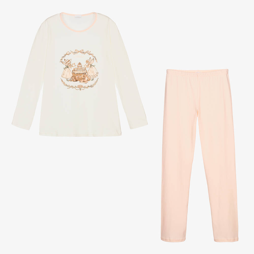 La Perla - Teen Girls Pink & Ivory Pyjamas | Childrensalon