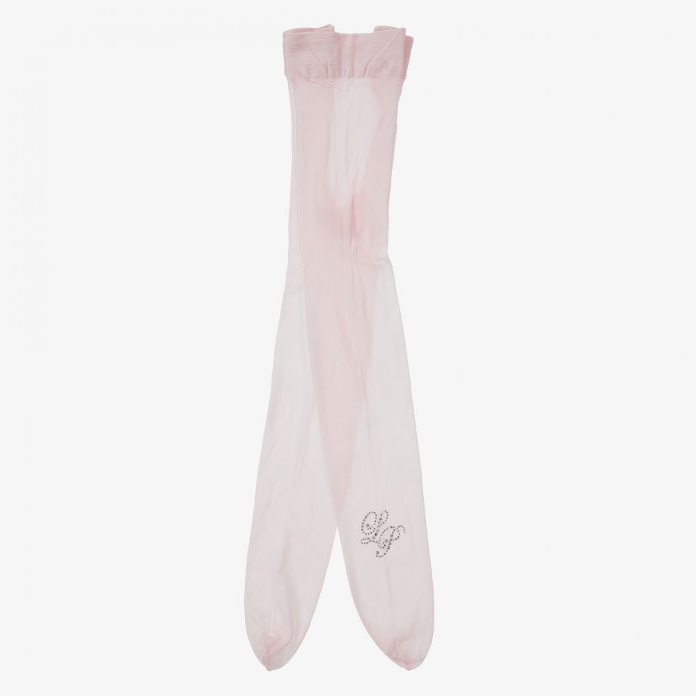 La Perla - Teen Girls Pink Logo Tights | Childrensalon