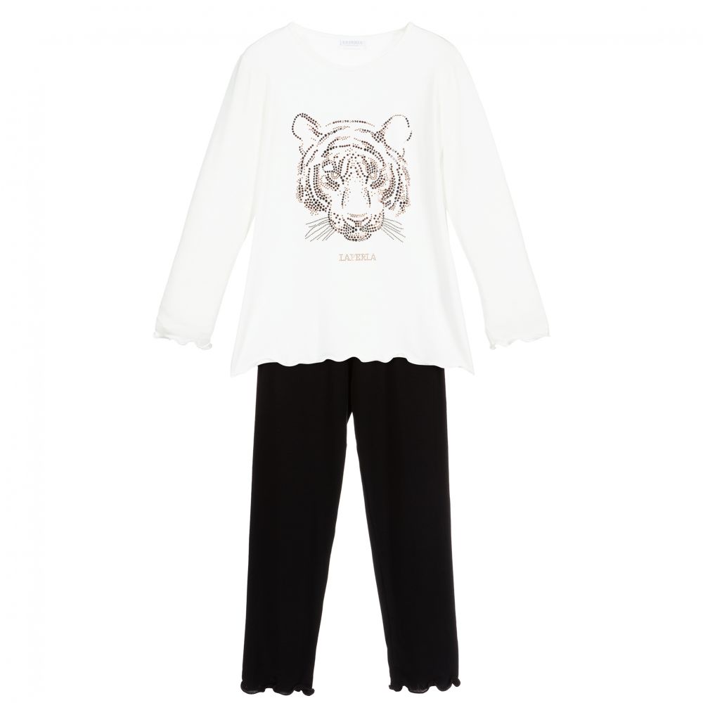 La Perla - White & Black Modal Pyjamas | Childrensalon
