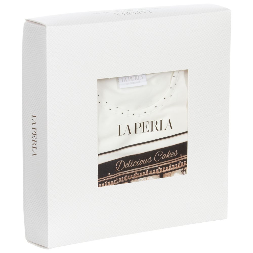 لا بيرلا-بيجاما مودال جيرسي لون أبيض وأسود للبنات | Childrensalon Outlet