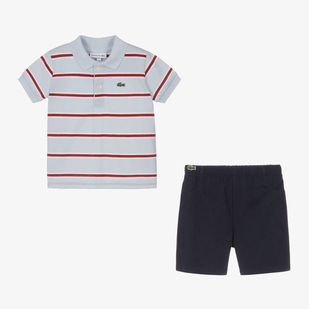 Lacoste Baby Boys Blue Cotton Shorts Set Childrensalon Outlet