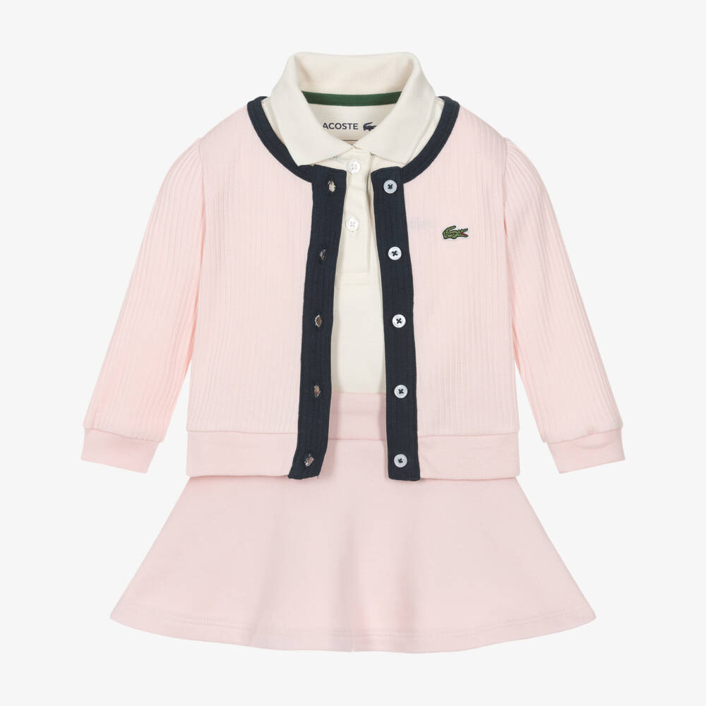 Lacoste-Baby Girls Ivory & Pink Cotton Skort Set | Childrensalon Outlet