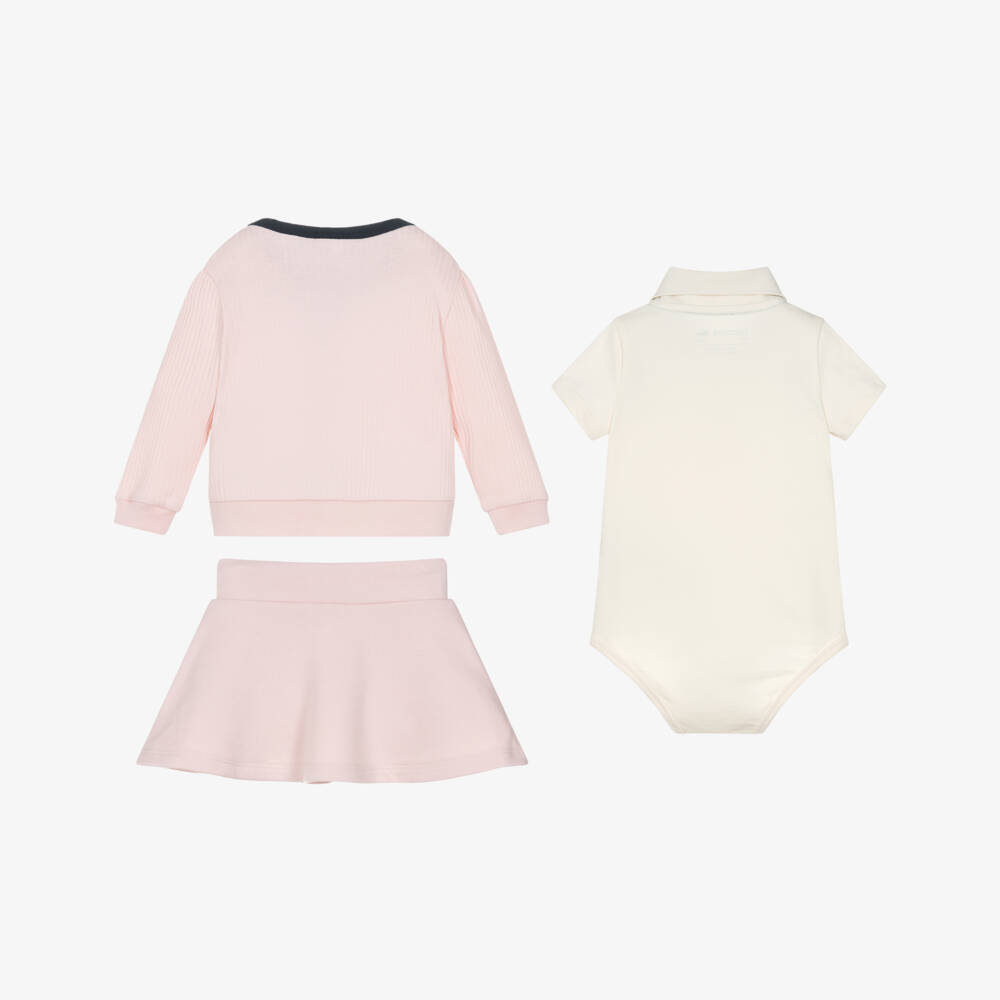 Lacoste-Baby Girls Ivory & Pink Cotton Skort Set | Childrensalon Outlet