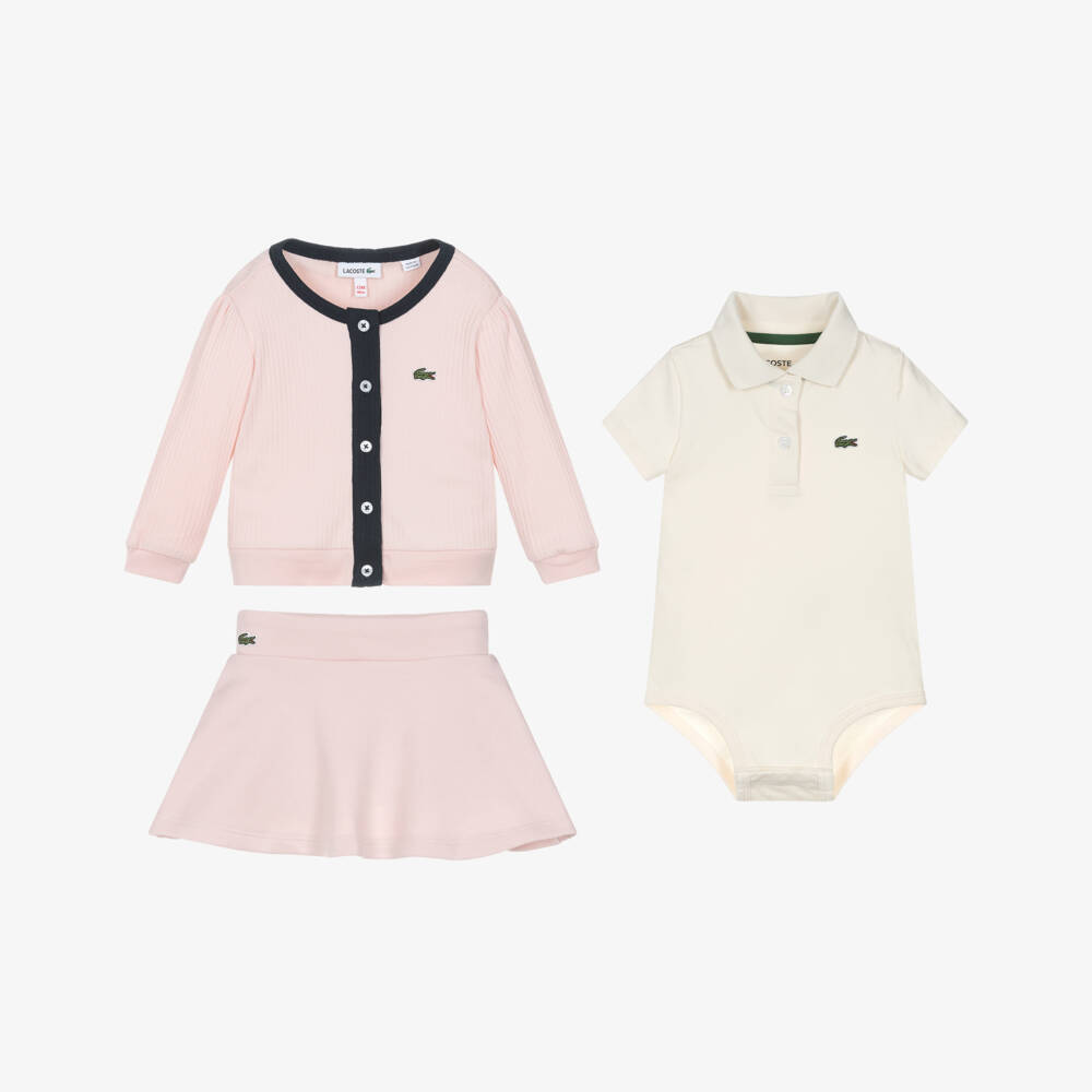 Lacoste-Baby Girls Ivory & Pink Cotton Skort Set | Childrensalon Outlet