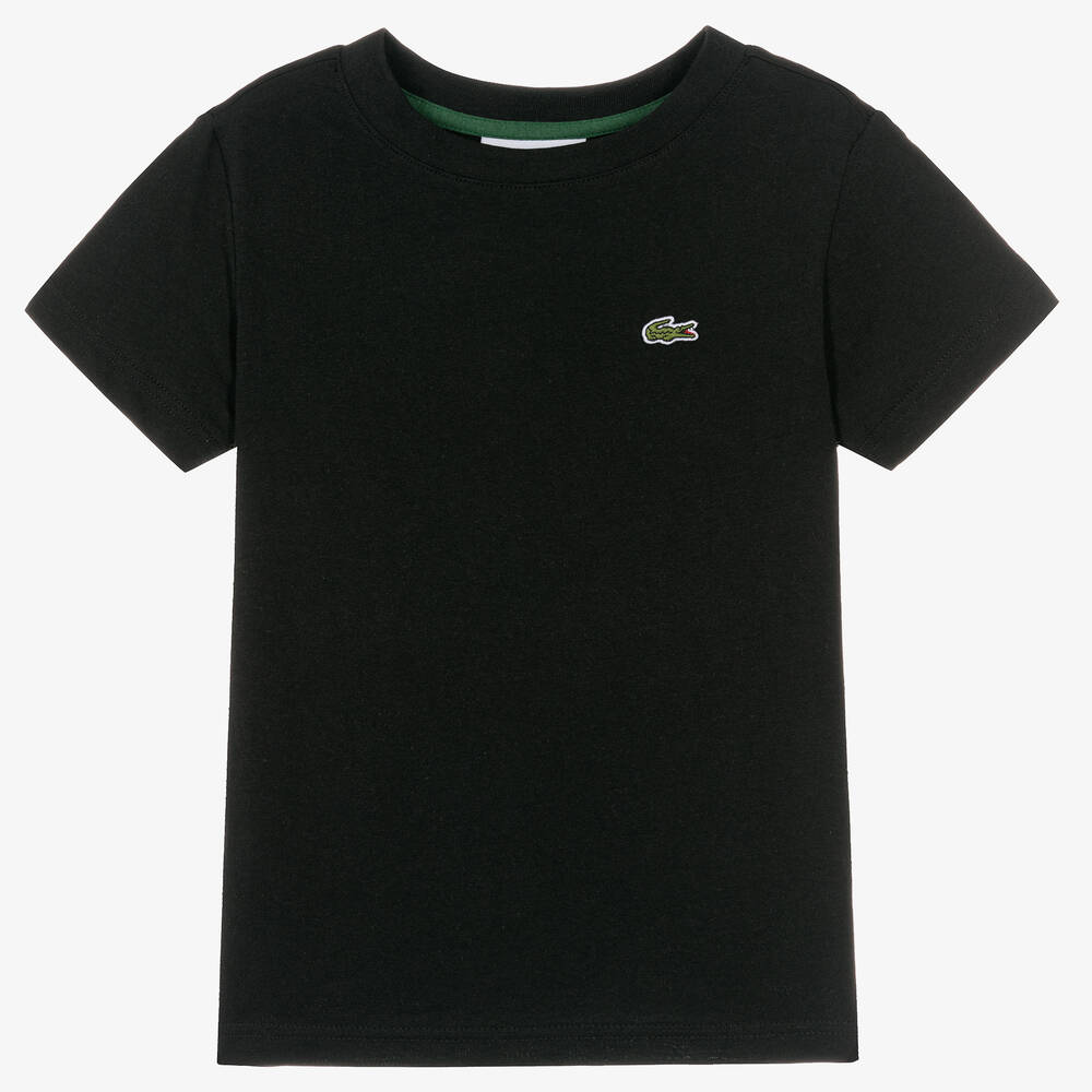 Lacoste - Черная хлопковая футболка с крокодилом | Childrensalon
