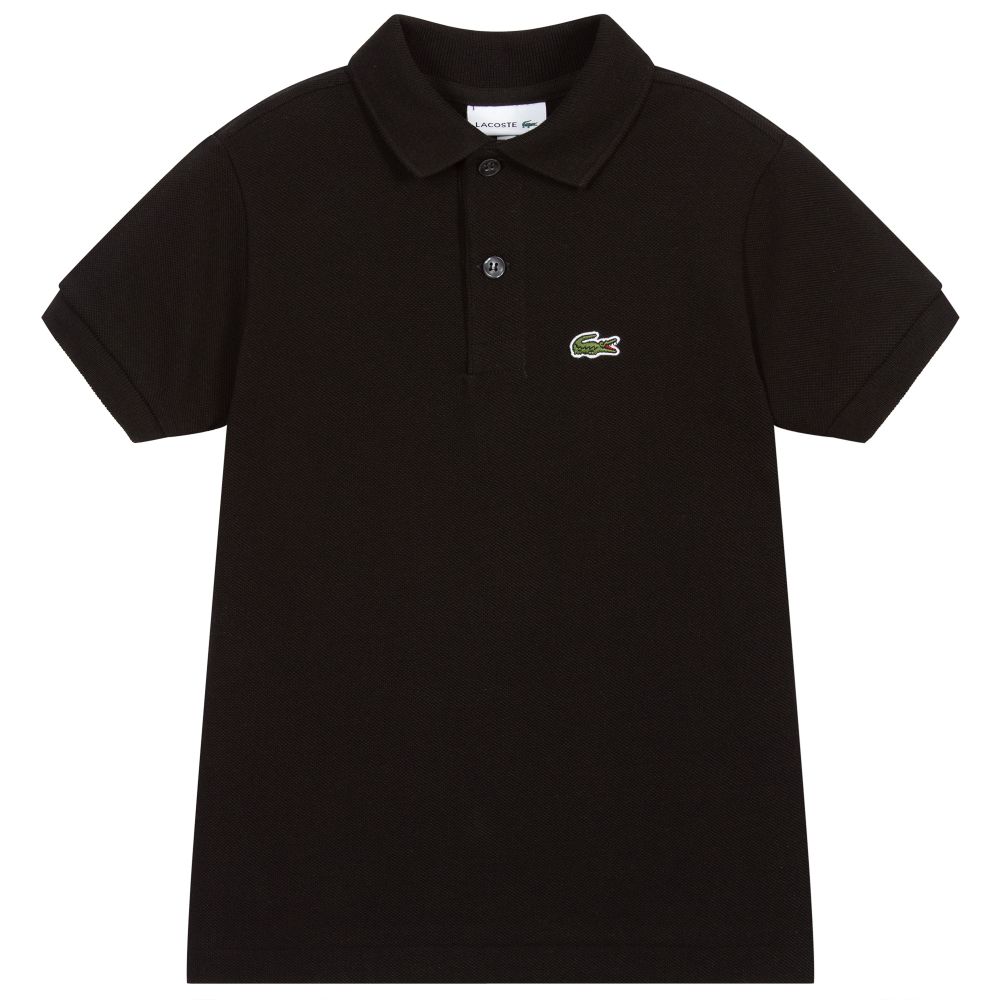 Lacoste - Black Cotton Polo Shirt | Childrensalon