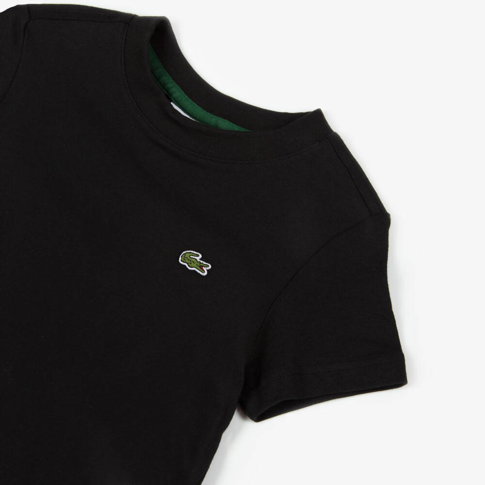 Lacoste-Black Organic Cotton Crocodile Logo T-Shirt | Childrensalon Outlet