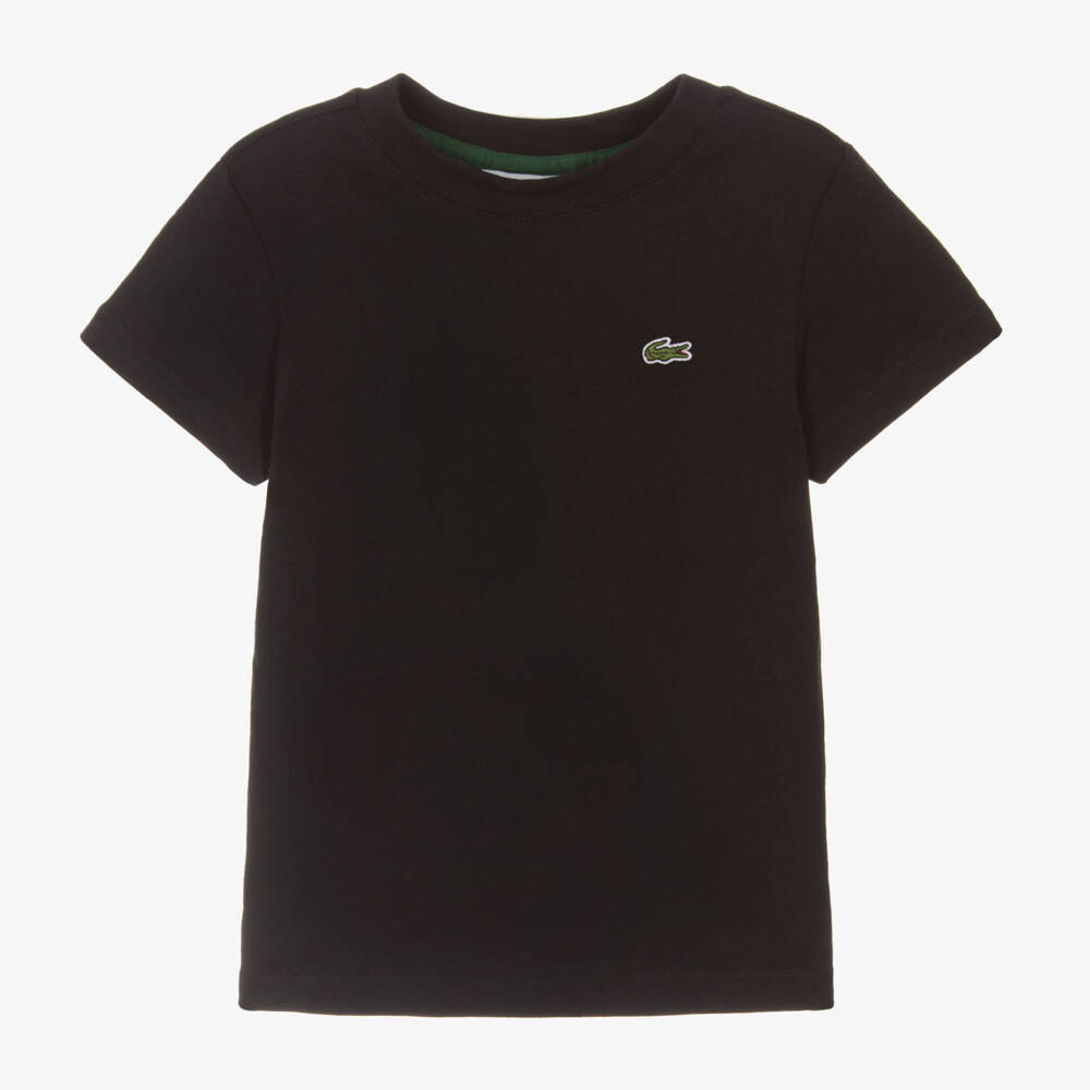 Lacoste-Black Organic Cotton Crocodile Logo T-Shirt | Childrensalon Outlet