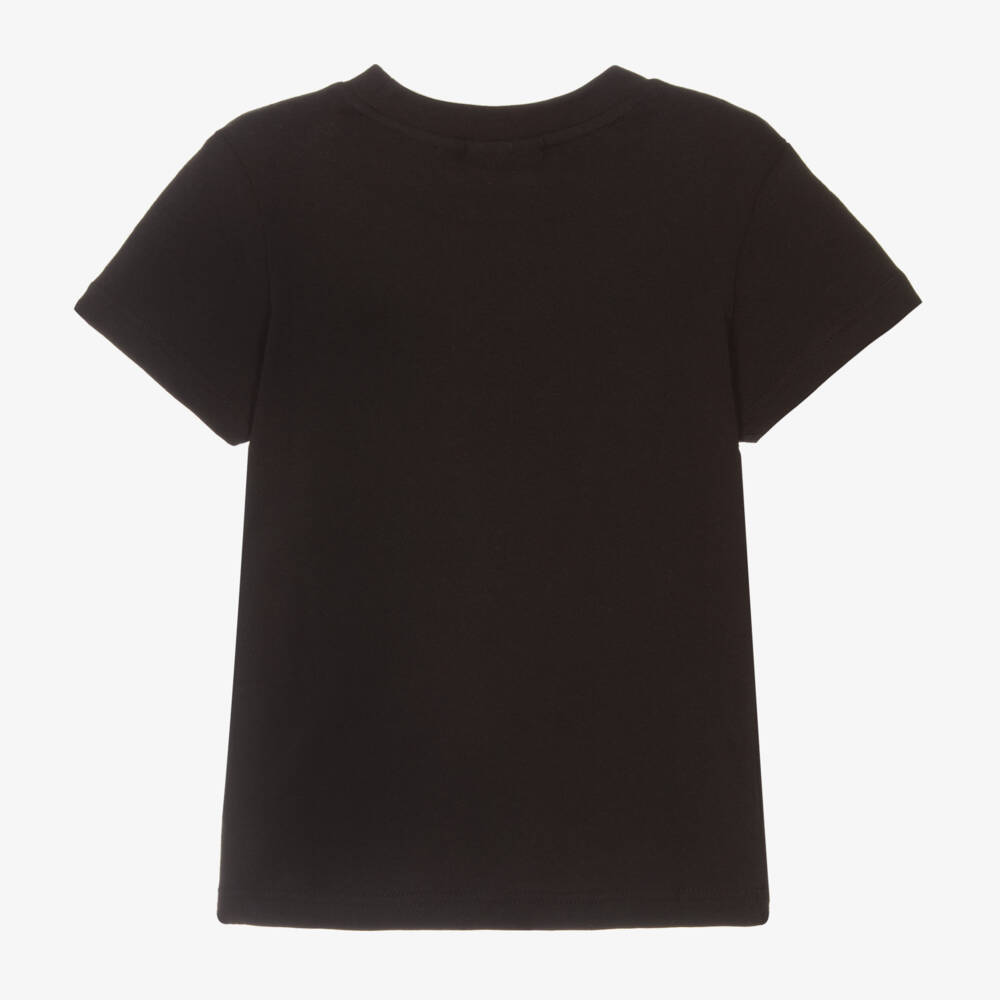 Lacoste-Black Organic Cotton Crocodile Logo T-Shirt | Childrensalon Outlet