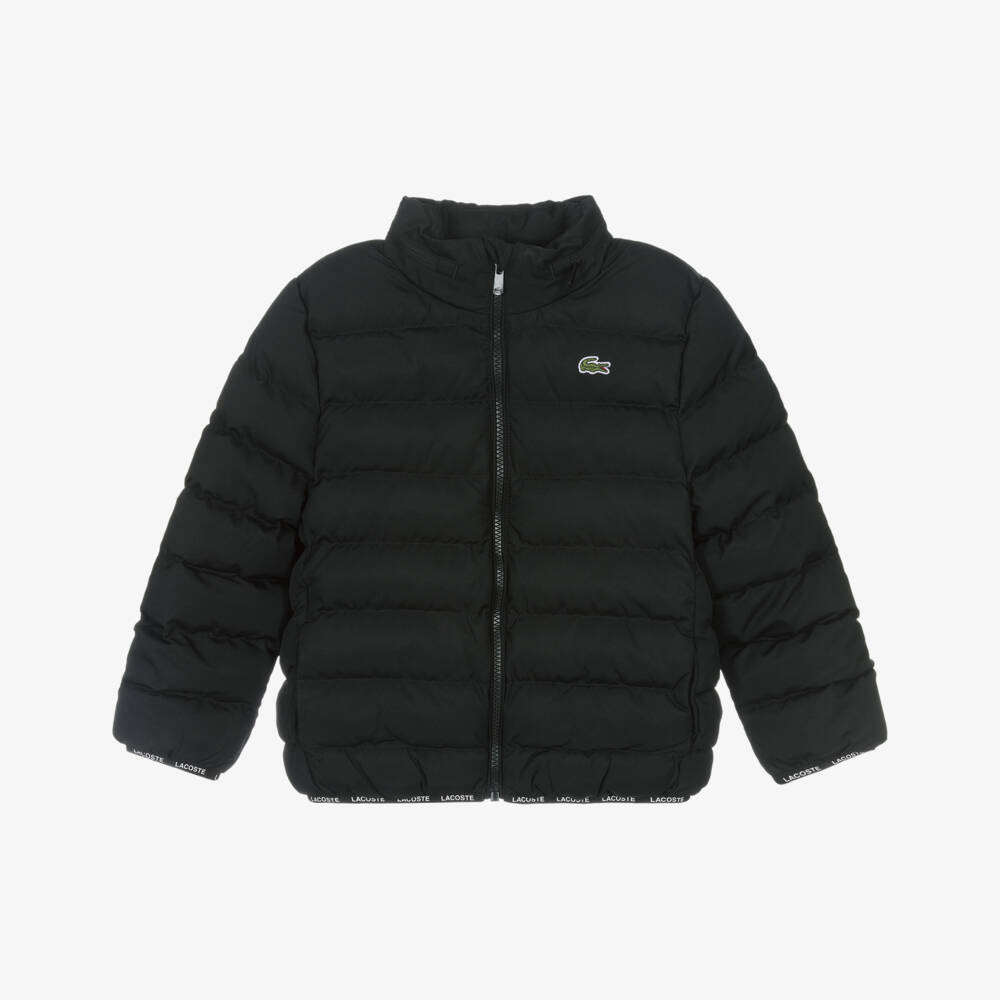 Lacoste-Black Puffer Jacket with Fold Away Hood | Childrensalon Outlet