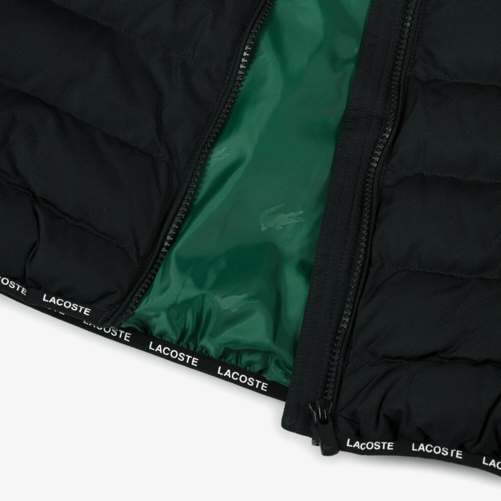 Lacoste-Black Puffer Jacket with Fold Away Hood | Childrensalon Outlet