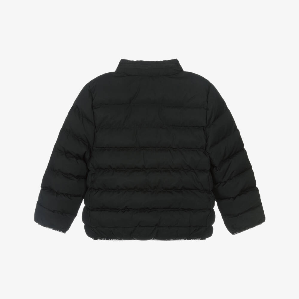 Lacoste-Black Puffer Jacket with Fold Away Hood | Childrensalon Outlet