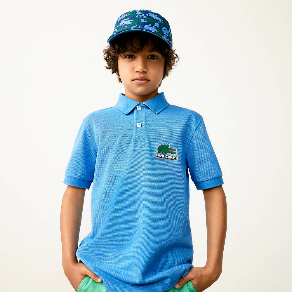 لاكوست-توب بولو قطن عضوي لون أزرق للأولاد | Childrensalon Outlet