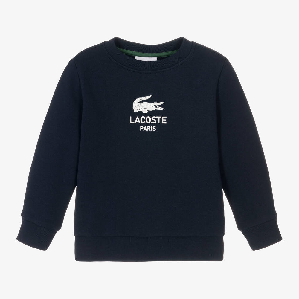 Lacoste-Blue Organic Cotton Crocodile Logo Sweatshirt | Childrensalon Outlet