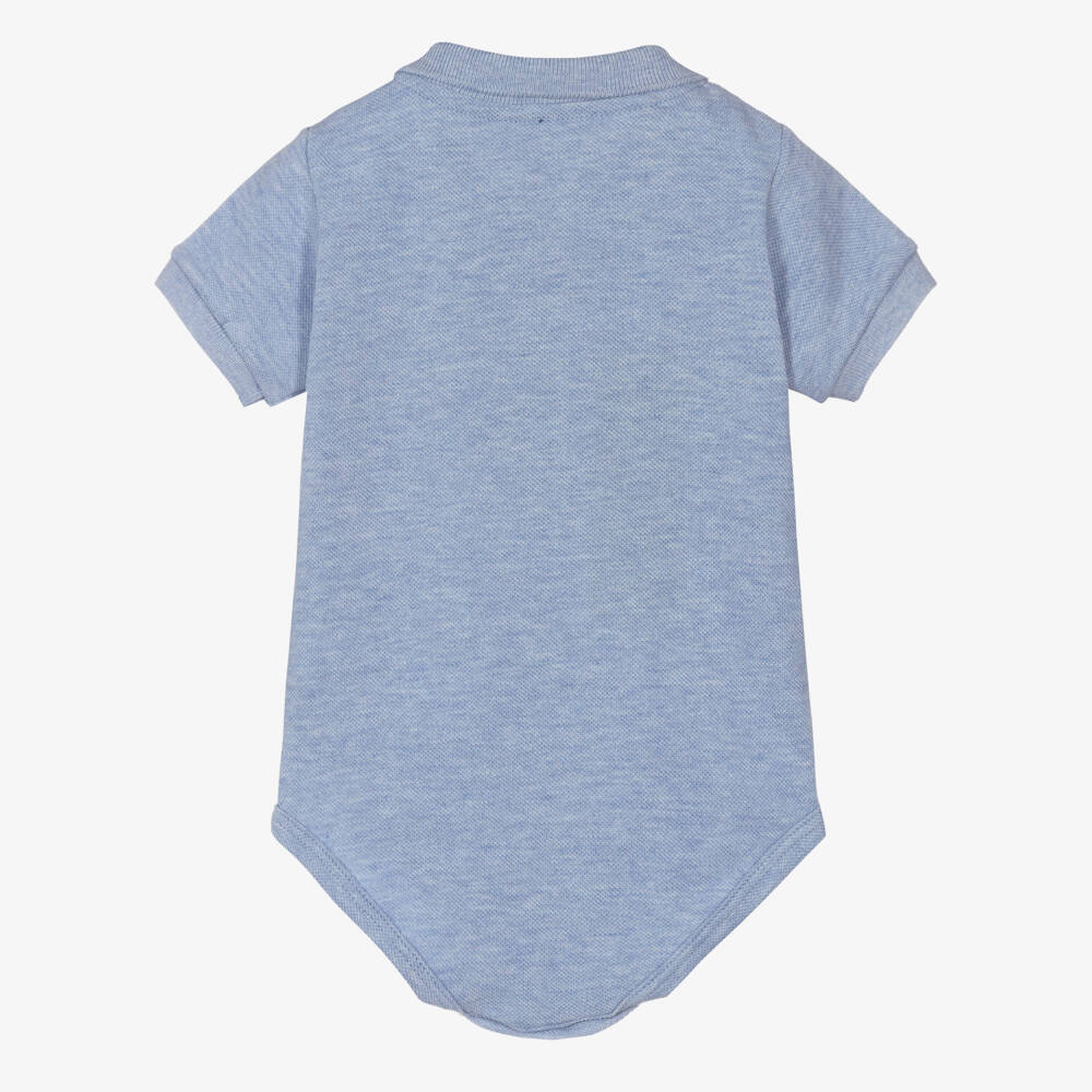 Lacoste-Blue Organic Cotton Polo Bodysuit | Childrensalon Outlet