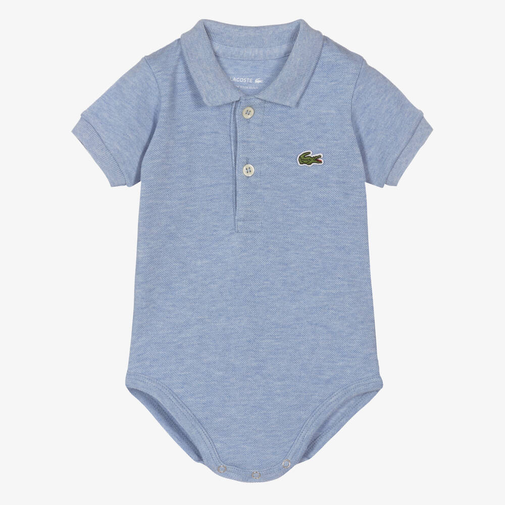 Lacoste-Blue Organic Cotton Polo Bodysuit | Childrensalon Outlet