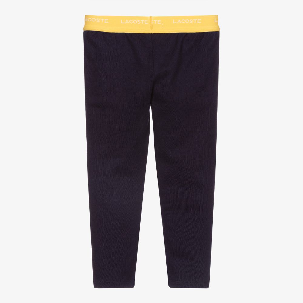 Lacoste-Blue Piqué Logo Leggings | Childrensalon Outlet