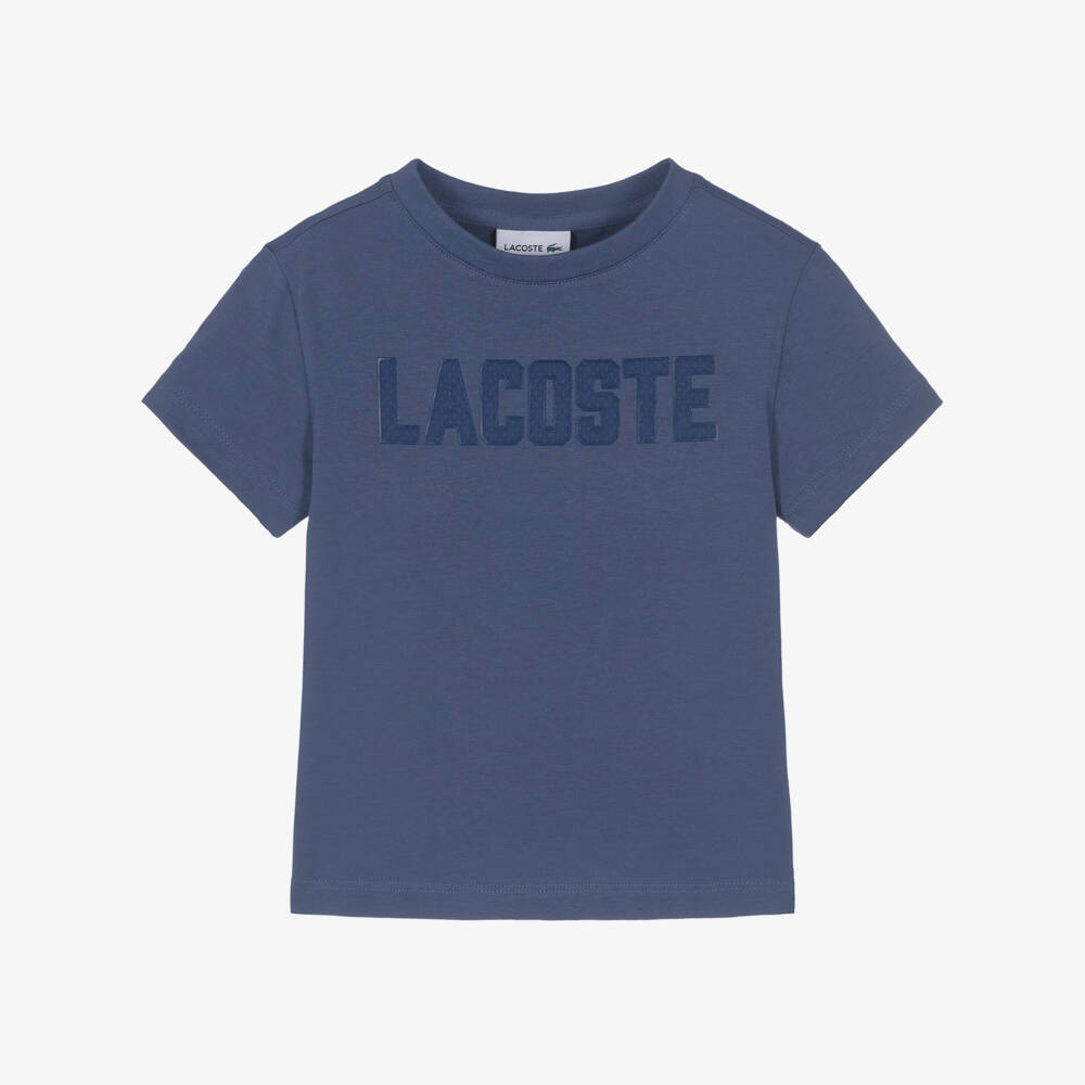 Lacoste-Мягкая хлопковая футболка лазурного цвета для мальчиков | Childrensalon Outlet