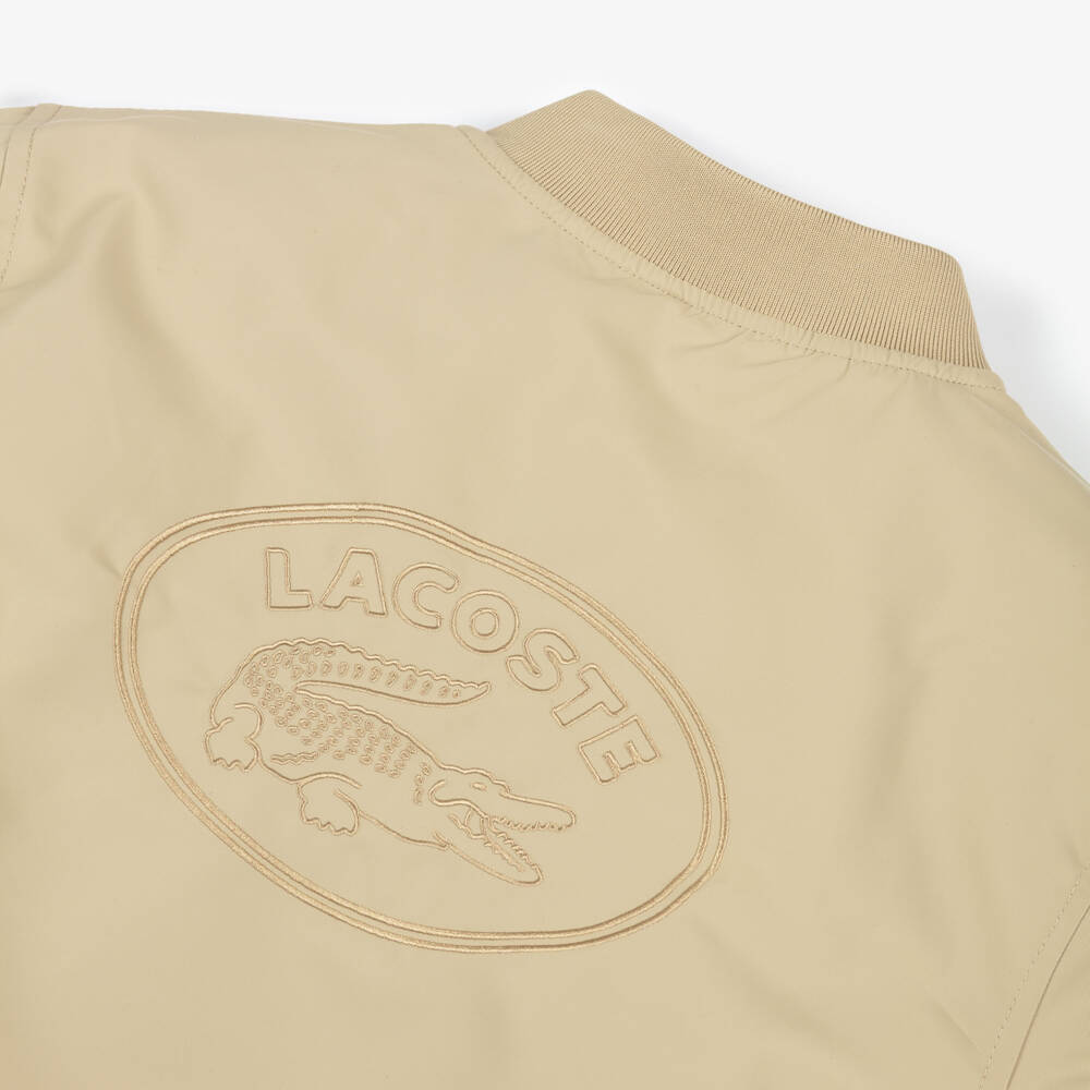 Lacoste-Boys Beige Bomber Jacket with Embroidered Logo | Childrensalon Outlet