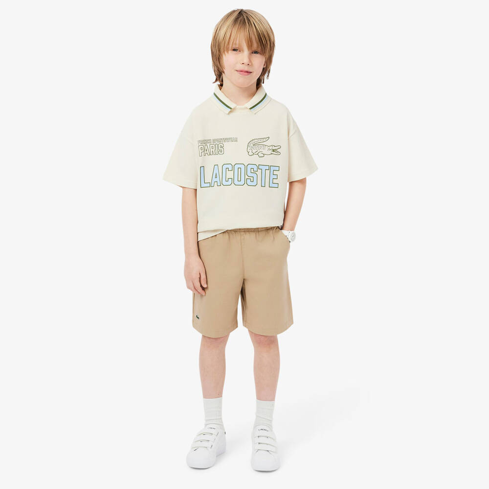 Lacoste-Boys Beige Classic Cotton Shorts | Childrensalon Outlet