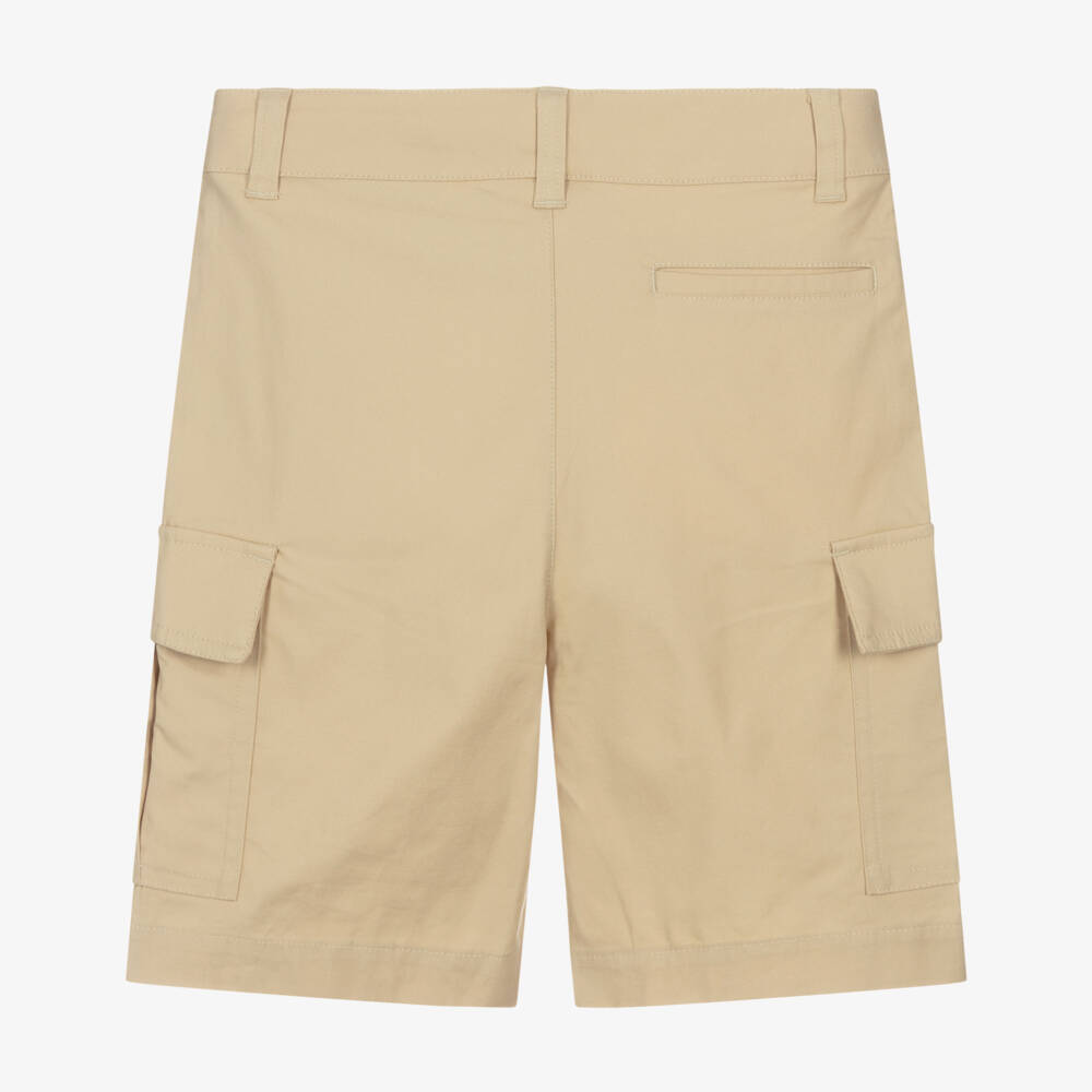 Lacoste-Boys Beige Cotton Cargo Shorts | Childrensalon Outlet