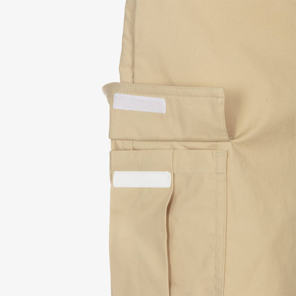 Lacoste-Boys Beige Cotton Cargo Shorts | Childrensalon Outlet
