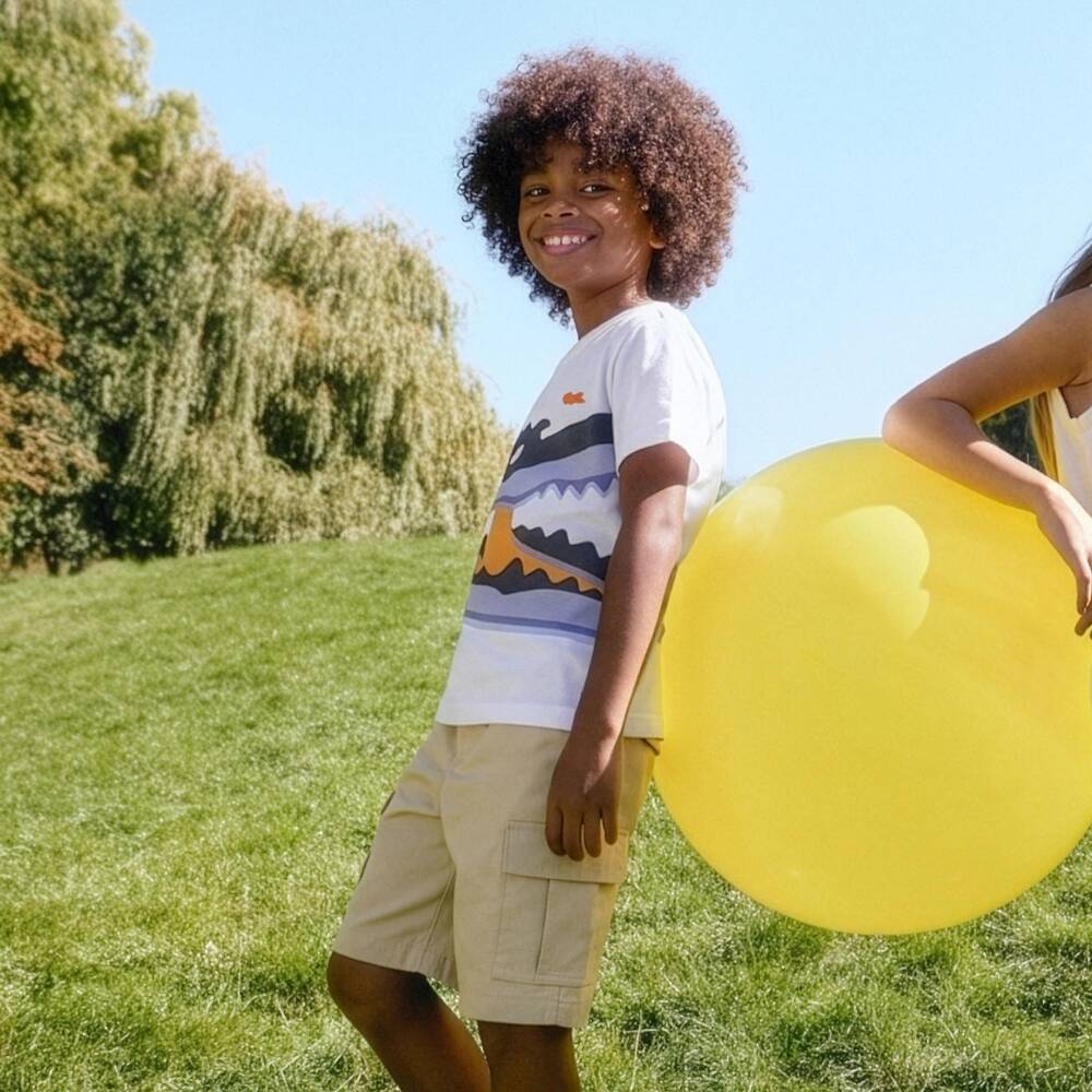 Lacoste-Boys Beige Cotton Cargo Shorts | Childrensalon Outlet