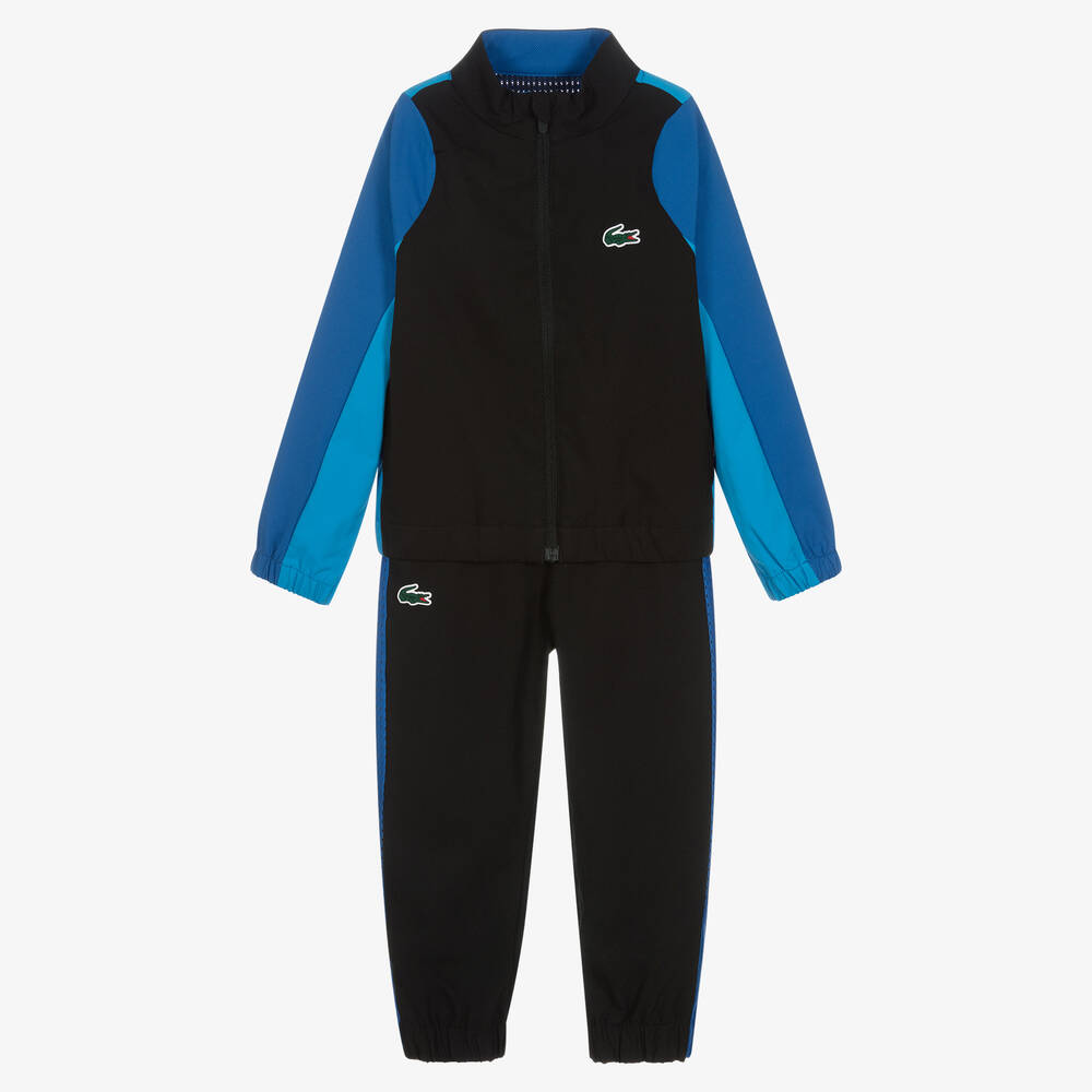 Lacoste - Boys Black & Blue Logo Tracksuit | Childrensalon