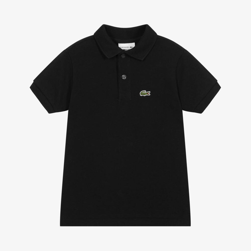 Lacoste-Boys Black Cotton Piqué Polo Shirt | Childrensalon Outlet