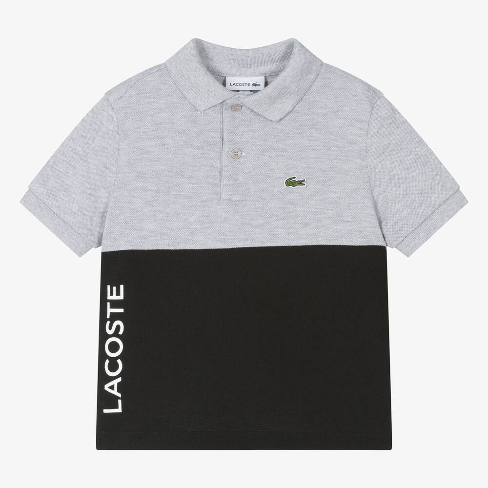 Polo lacoste gris tacheté on sale noir