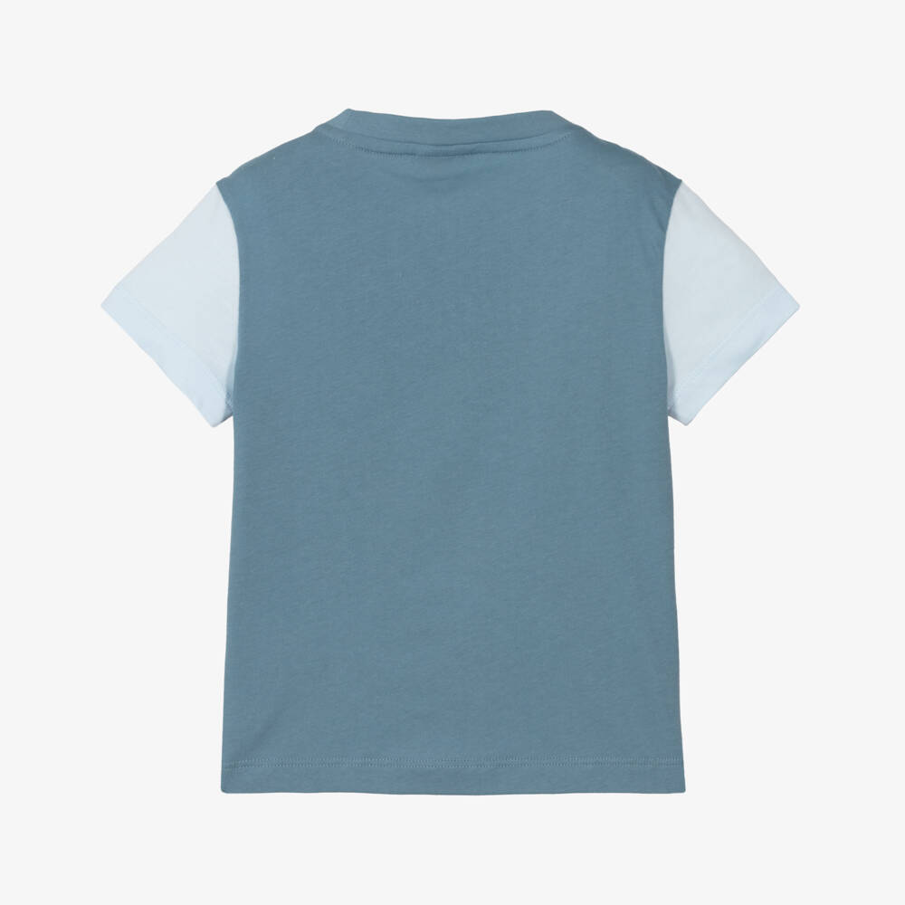 Lacoste-Boys Blue Cotton Colorblock Tee | Childrensalon Outlet