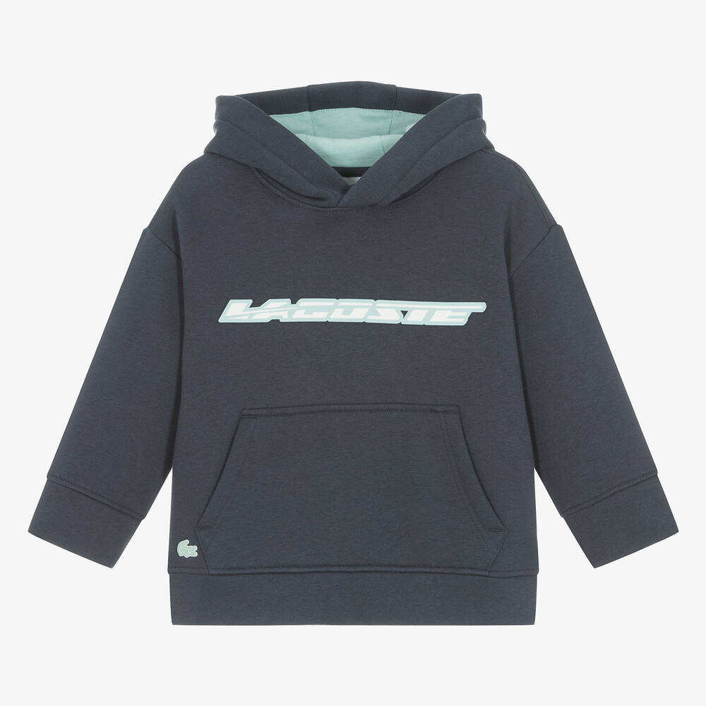 Lacoste - Boys Blue Cotton Jersey Hoodie | Childrensalon