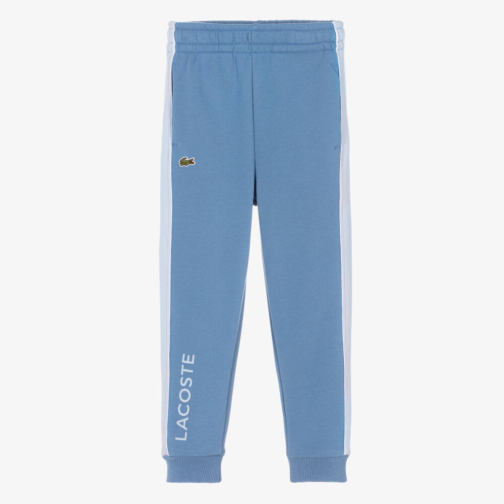 Lacoste-Boys Blue Cotton Jersey Joggers with Crocodile Logo | Childrensalon Outlet