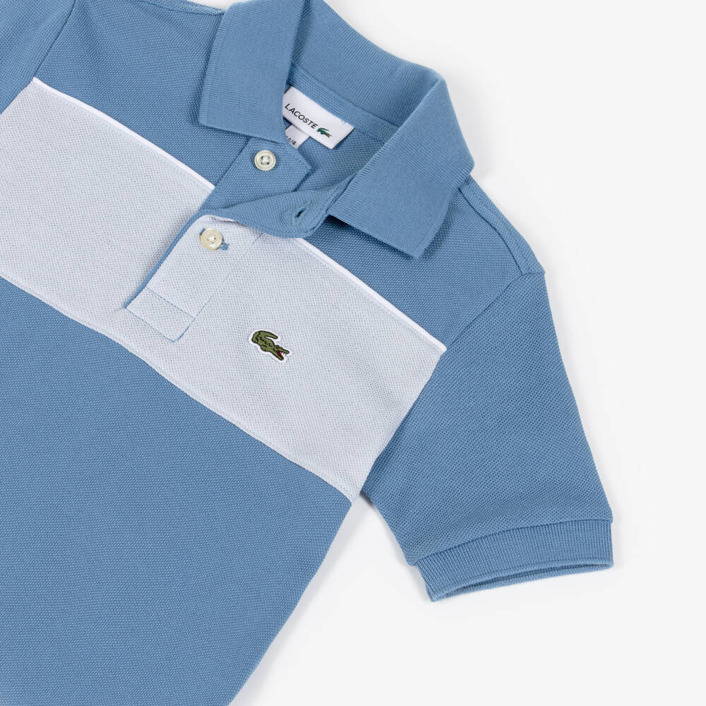 Lacoste-Boys Blue Cotton Piqué Contrast Polo Shirt | Childrensalon Outlet