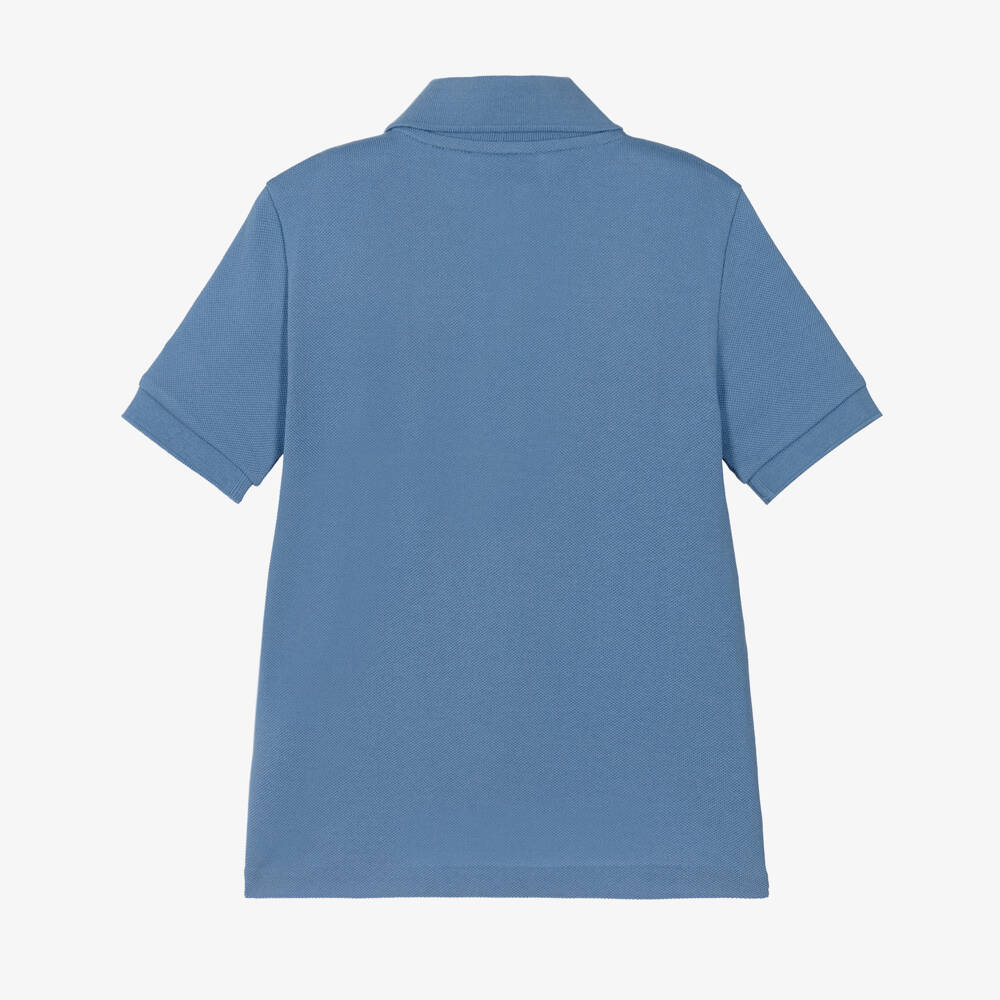Lacoste-Boys Blue Cotton Piqué Contrast Polo Shirt | Childrensalon Outlet