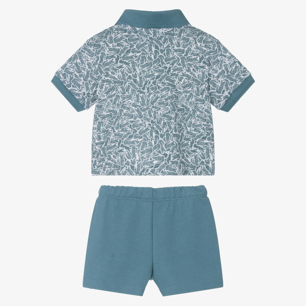 Lacoste-Boys Blue Cotton Polo & Shorts Ensemble | Childrensalon Outlet