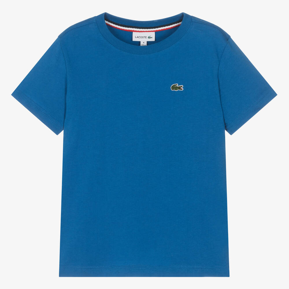 Lacoste - Boys Blue Cotton T-Shirt | Childrensalon