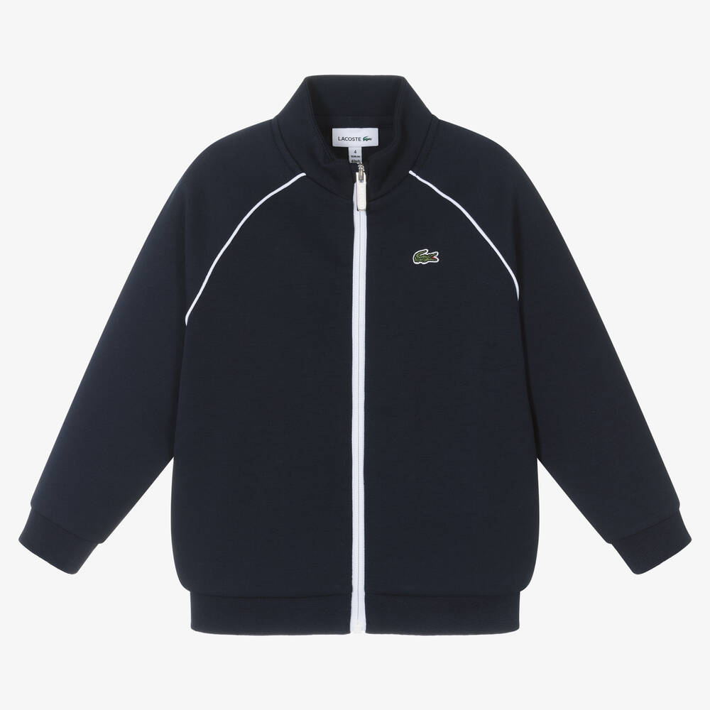 Lacoste - Blouson bleu zippé en coton garçon | Childrensalon