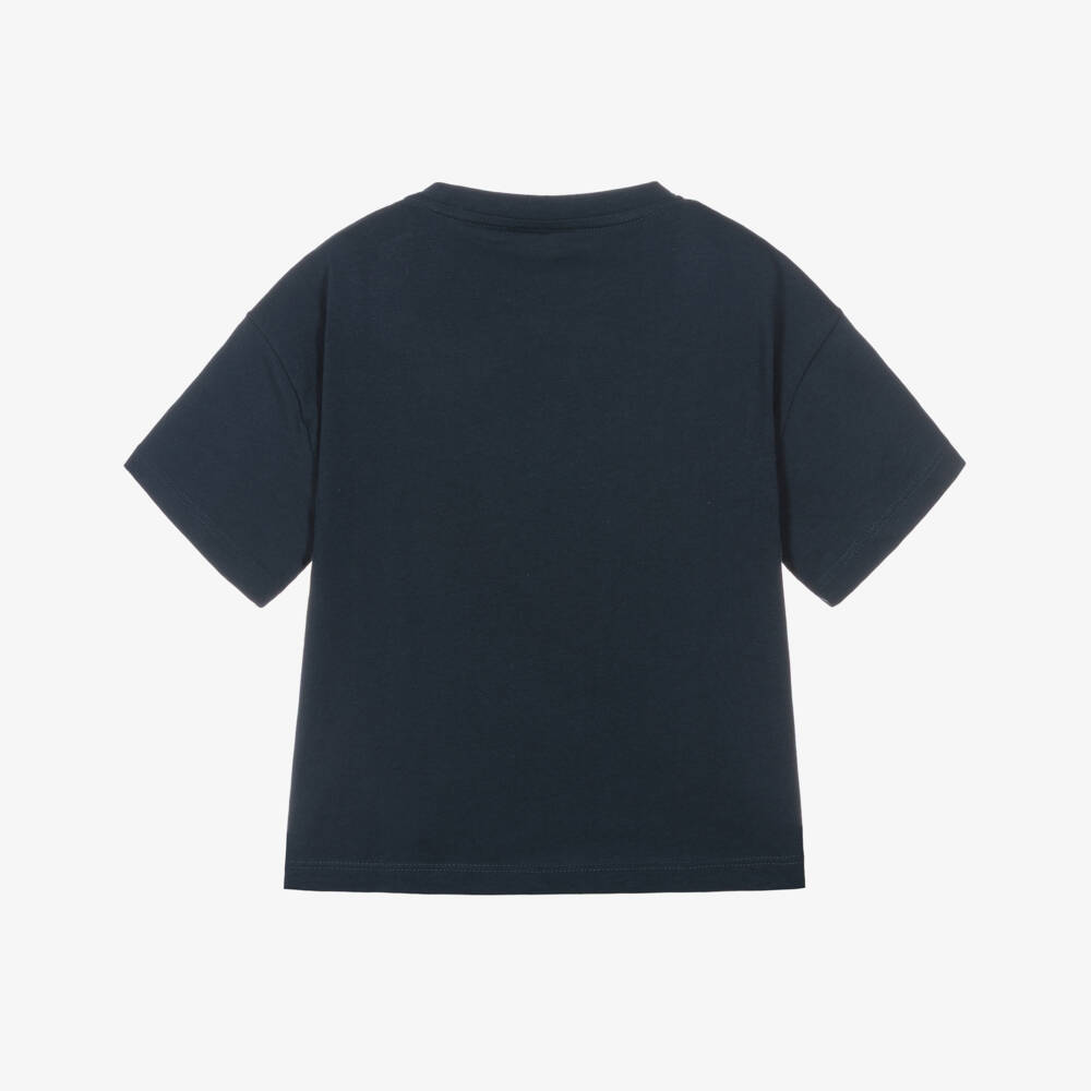 Lacoste-Boys Blue Crocodile Cotton Tee | Childrensalon Outlet