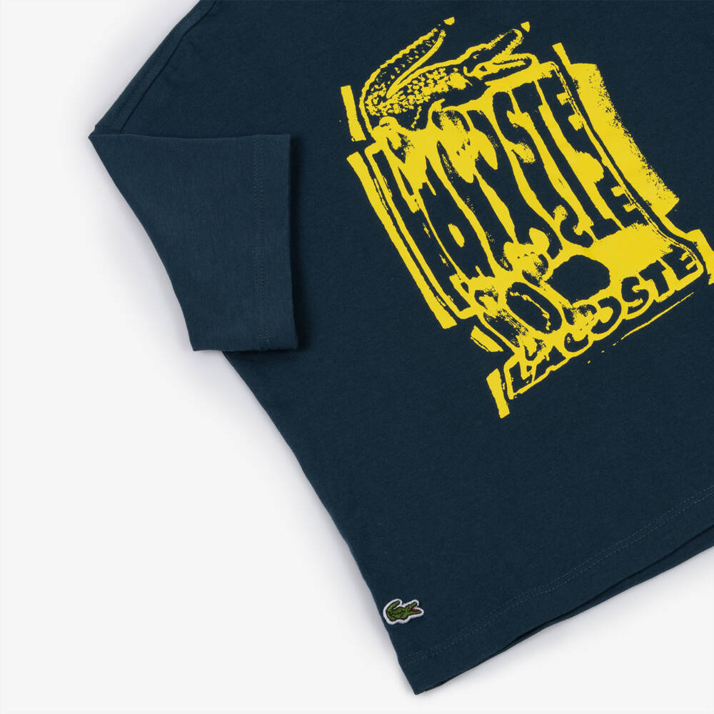 Lacoste-Boys Blue Crocodile Cotton Tee | Childrensalon Outlet