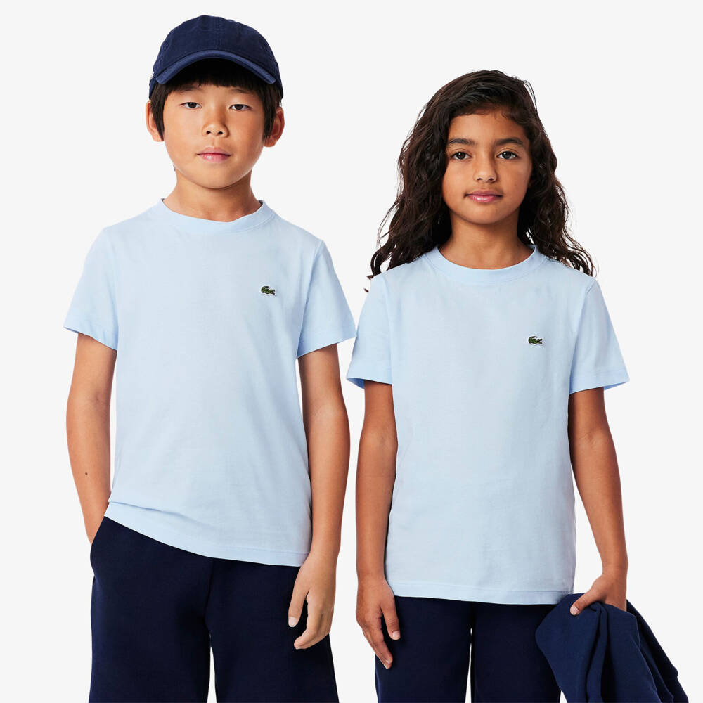 Lacoste-Boys Blue Crocodile Emblem Tee | Childrensalon Outlet