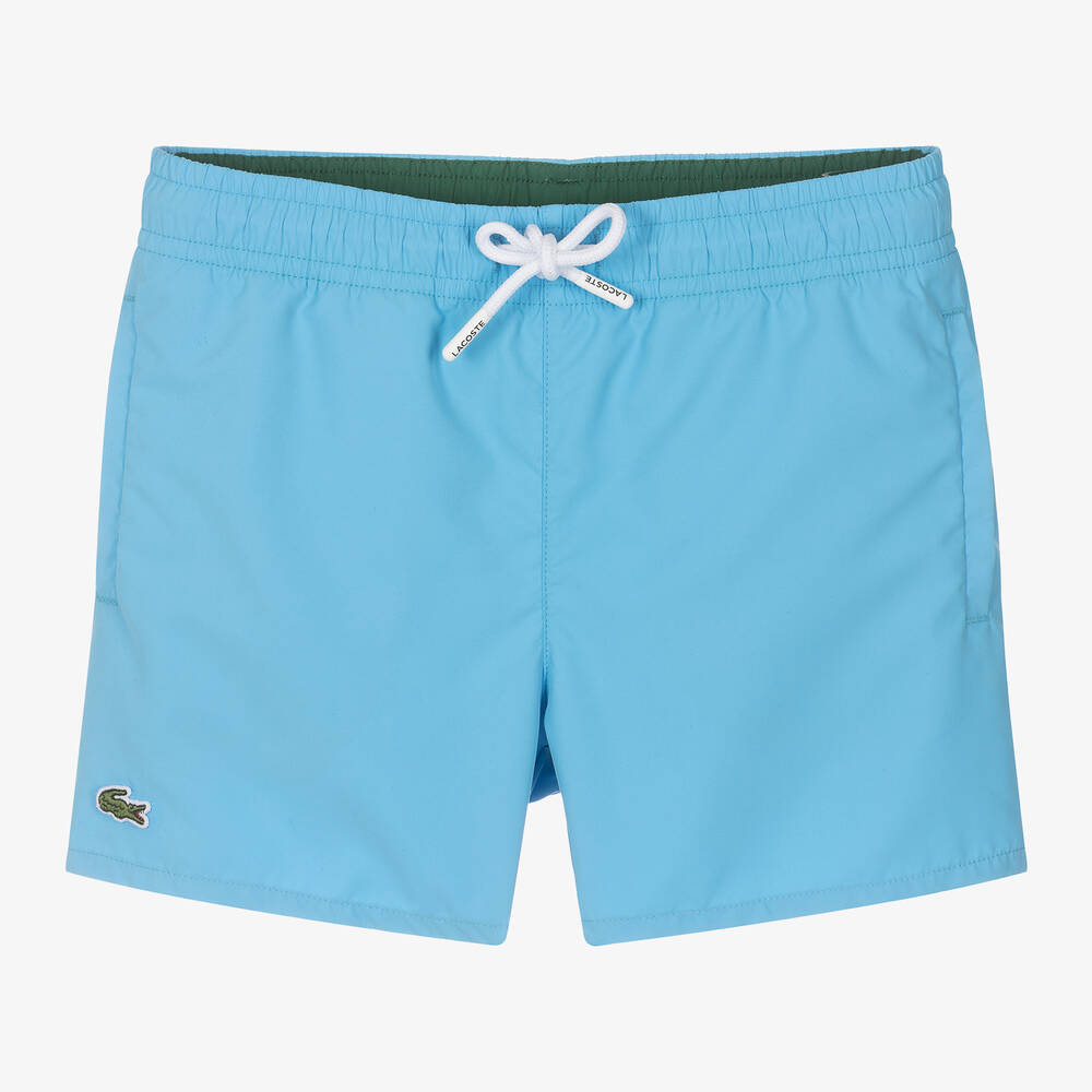 Lacoste-Boys Blue Crocodile Swim Shorts | Childrensalon Outlet