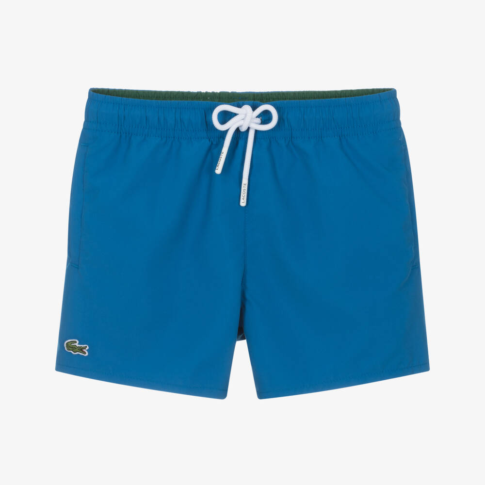 Lacoste-Boys Blue Crocodile Swim Shorts | Childrensalon Outlet
