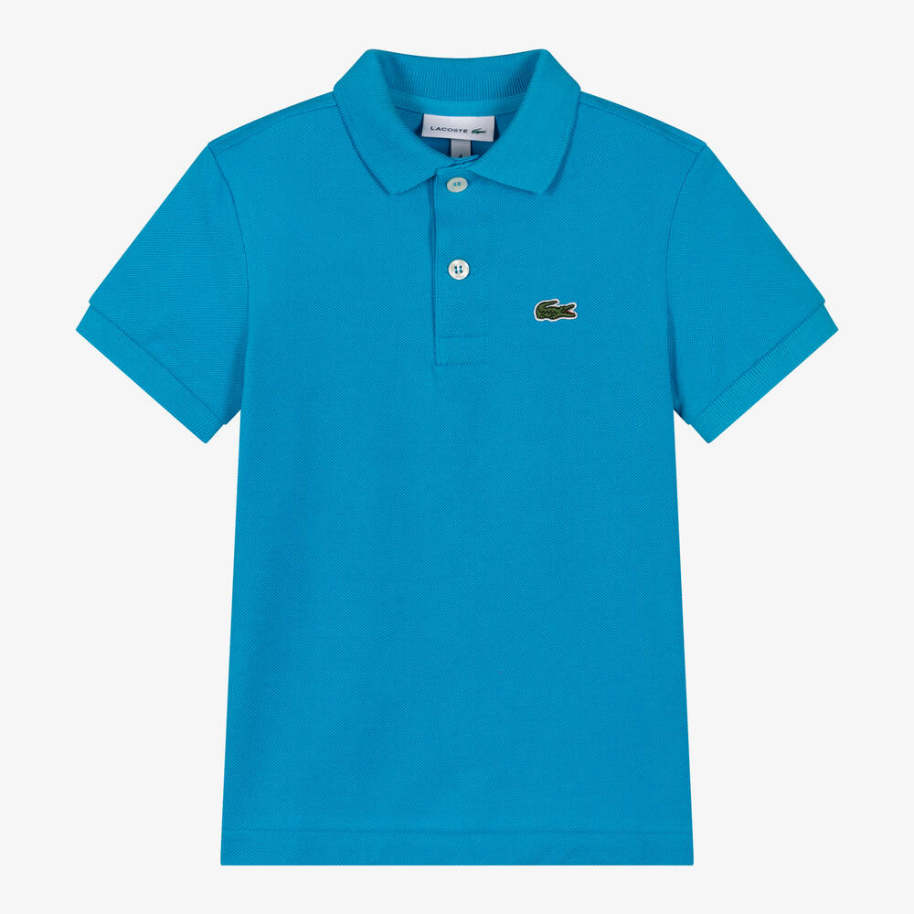 Lacoste-توب بولو قطن بيكيه لون أزرق للأولاد | Childrensalon Outlet