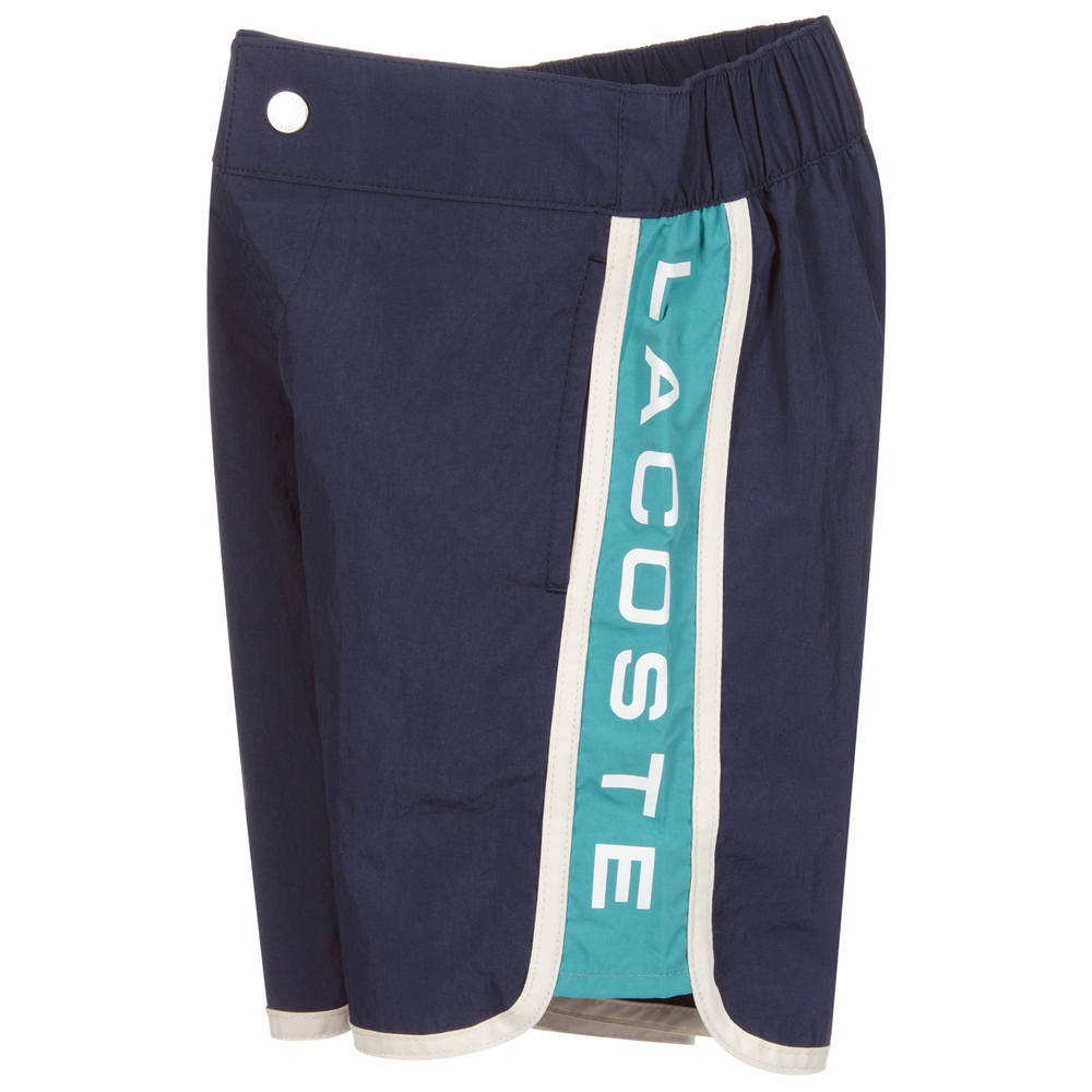 Lacoste Boys Blue Logo Swim Shorts