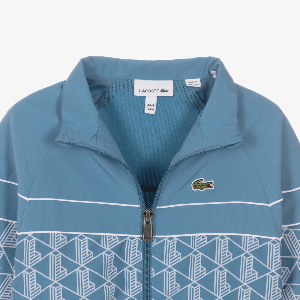 Lacoste-Boys Blue Monogram Logo Zip-Up Tracksuit | Childrensalon Outlet