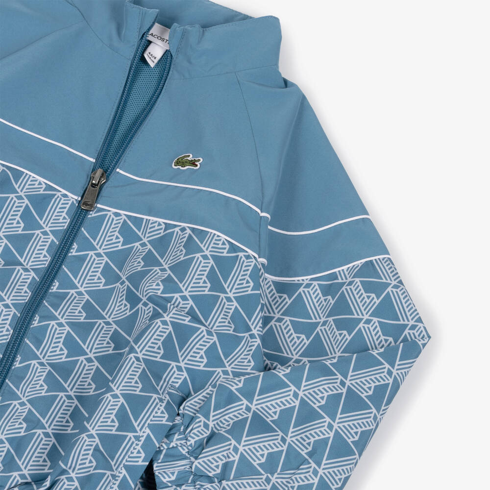 Lacoste-Boys Blue Monogram Logo Zip-Up Tracksuit | Childrensalon Outlet