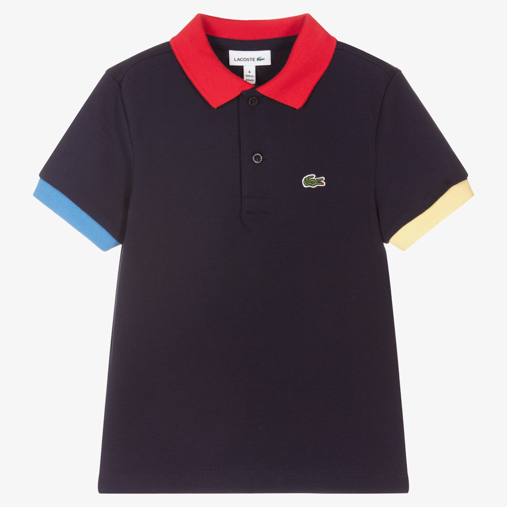 Lacoste - Синяя рубашка поло из пике для мальчиков | Childrensalon