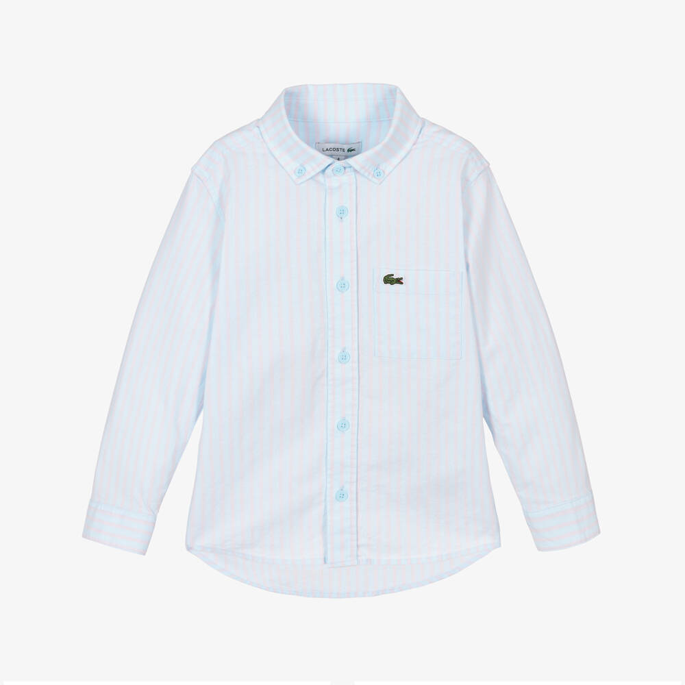 Lacoste-قميص كلاسيكي مخطط بالأزرق للأولاد | Childrensalon Outlet